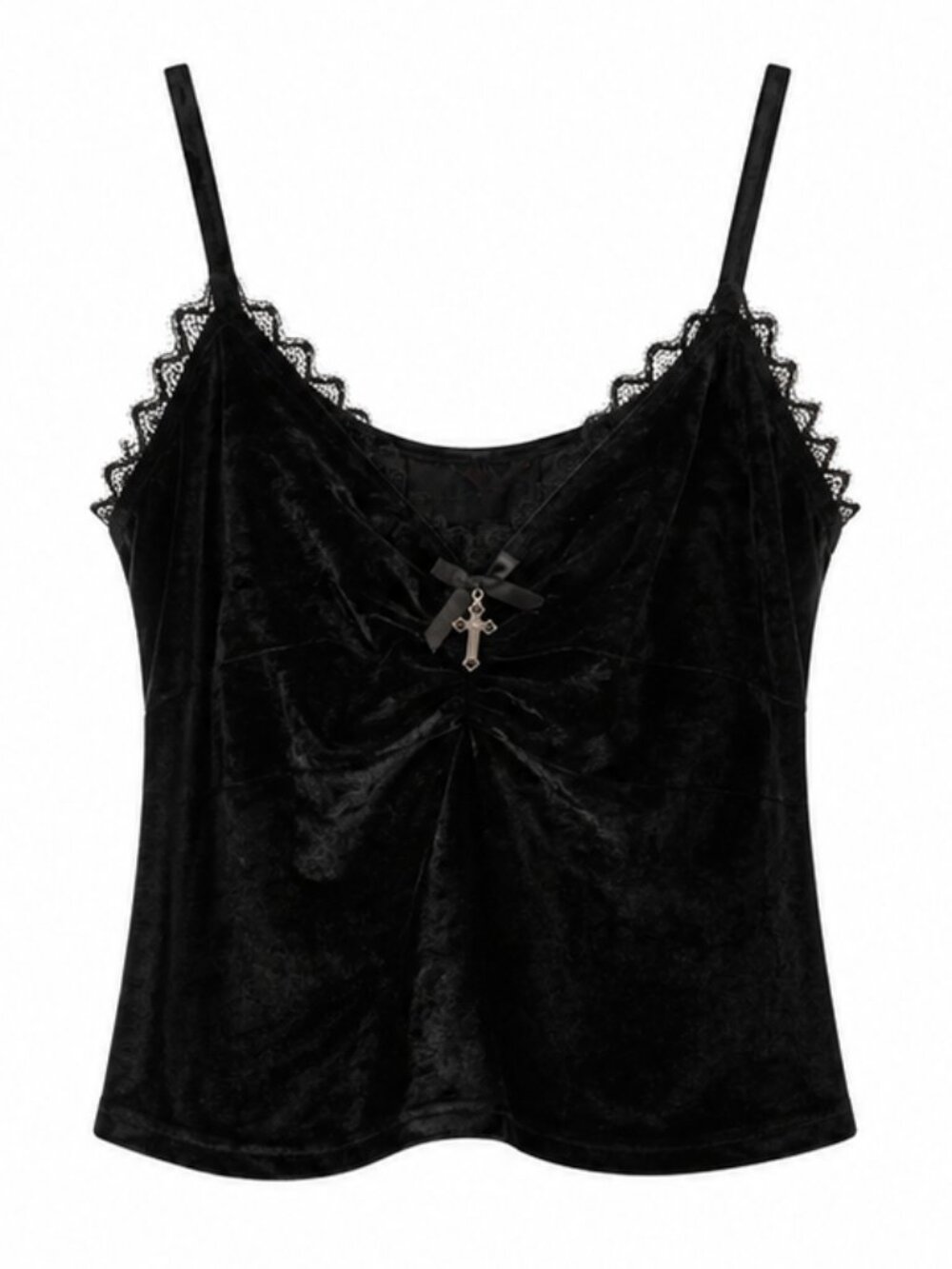 KILLSTAR Black Velvet Lace Cross Cami Top Plus Size 3XL Gothic